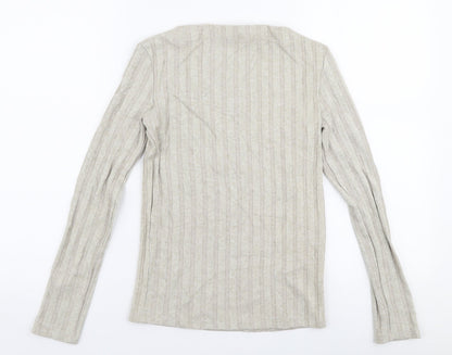 Mango Womens Beige Boat Neck  Polyester Pullover Jumper Size S