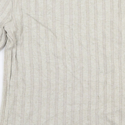 Mango Womens Beige Boat Neck  Polyester Pullover Jumper Size S