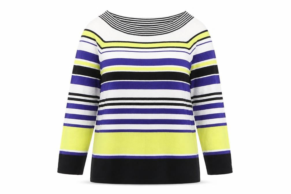 M&Co Womens Multicoloured Boat Neck Striped Viscose Pullover Jumper Size 14