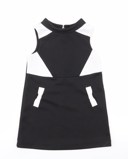 NEXT Girls Black  Polyester Shift  Size 4 Years  Mock Neck Zip
