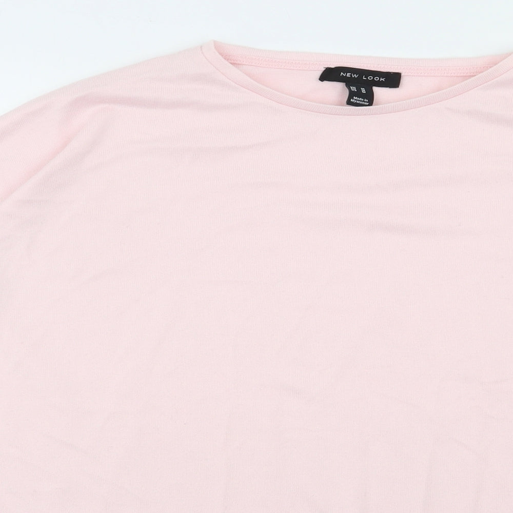 New Look Womens Pink  Polyester Jersey T-Shirt Size M Crew Neck
