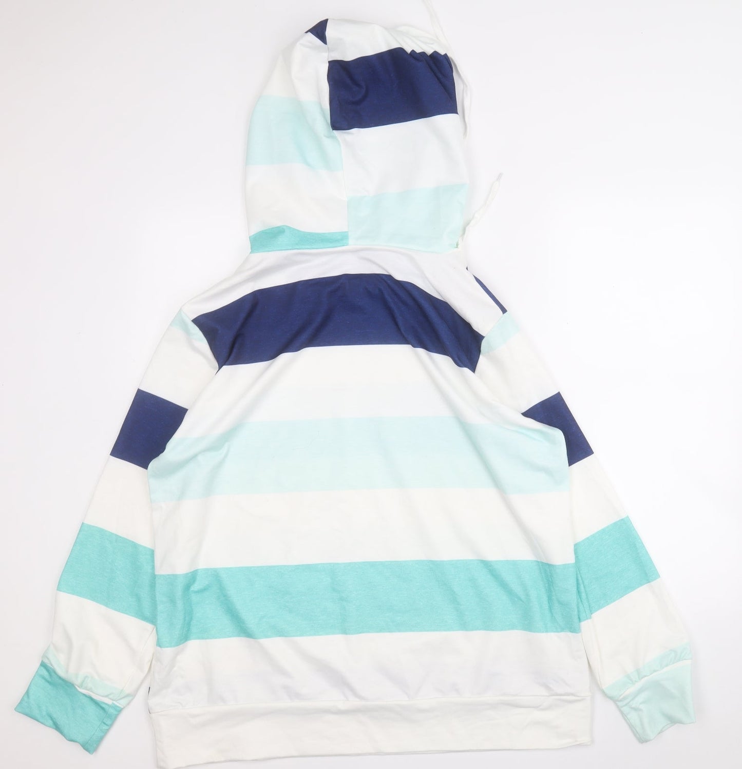 Preworn Womens Multicoloured Striped Polyester Pullover Hoodie Size L