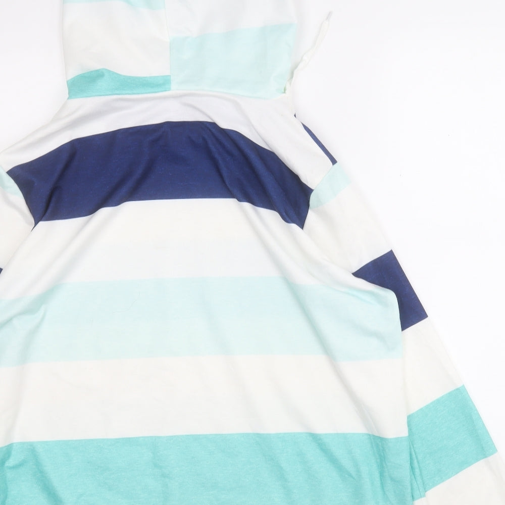 Preworn Womens Multicoloured Striped Polyester Pullover Hoodie Size L