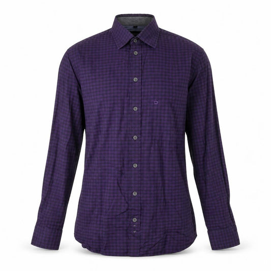 Olymp Mens Purple Plaid Cotton  Button-Up Size M Collared