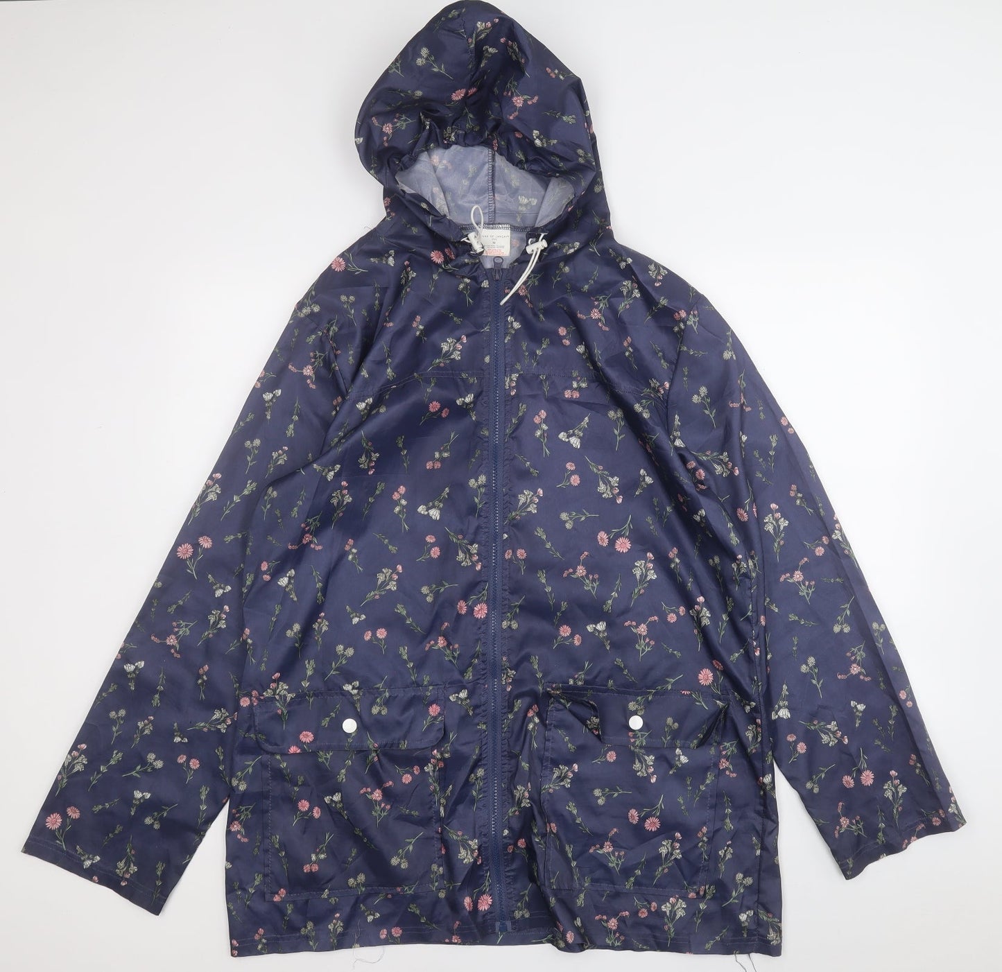 ANNE DE LANCAY Womens Blue Floral  Rain Coat Coat Size M