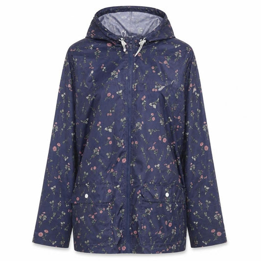ANNE DE LANCAY Womens Blue Floral  Rain Coat Coat Size M
