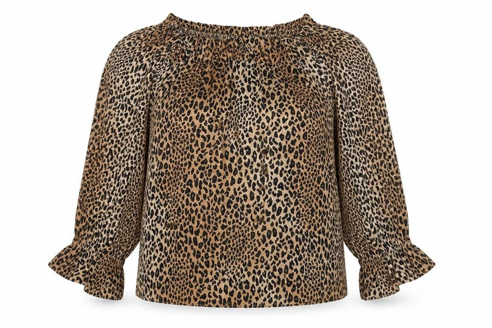 Divided by H&M Womens Brown Animal Print Polyester Basic Polo Size 8 Round Neck