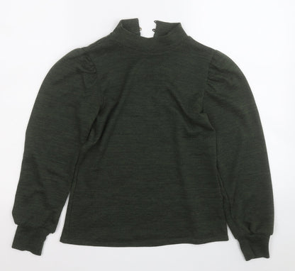 M&Co Womens Green Round Neck  Polyester Pullover Jumper Size 8