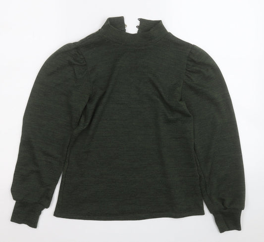 M&Co Womens Green Round Neck  Polyester Pullover Jumper Size 8