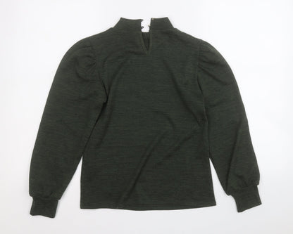M&Co Womens Green Round Neck  Polyester Pullover Jumper Size 8