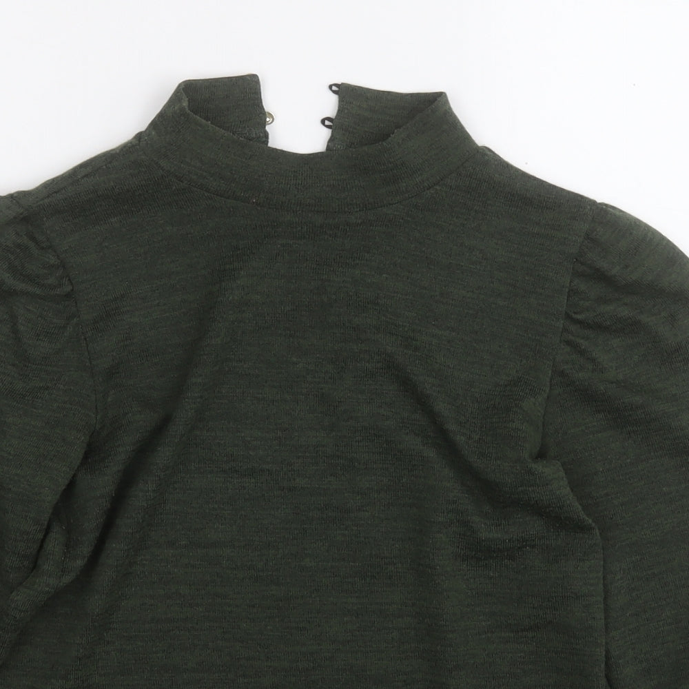 M&Co Womens Green Round Neck  Polyester Pullover Jumper Size 8