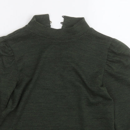 M&Co Womens Green Round Neck  Polyester Pullover Jumper Size 8