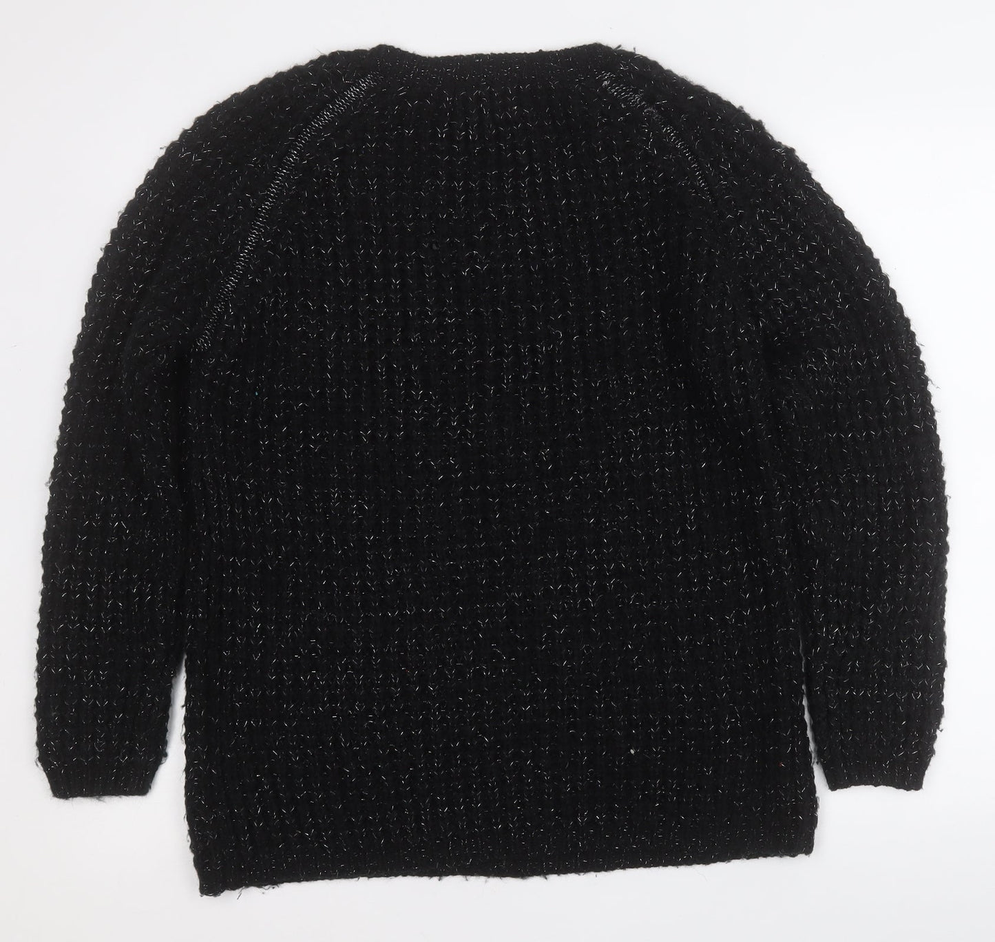Papaya Womens Black Round Neck  Acrylic Pullover Jumper Size 14