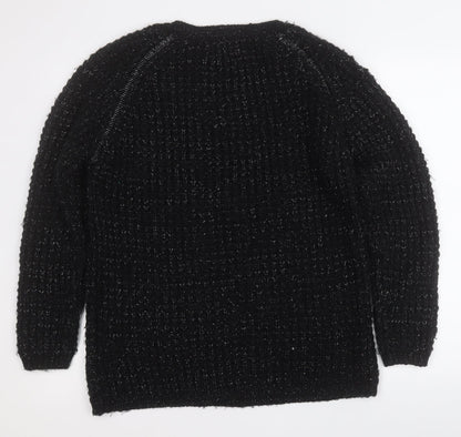 Papaya Womens Black Round Neck  Acrylic Pullover Jumper Size 14