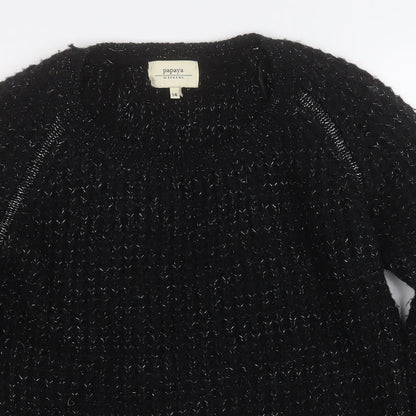 Papaya Womens Black Round Neck  Acrylic Pullover Jumper Size 14
