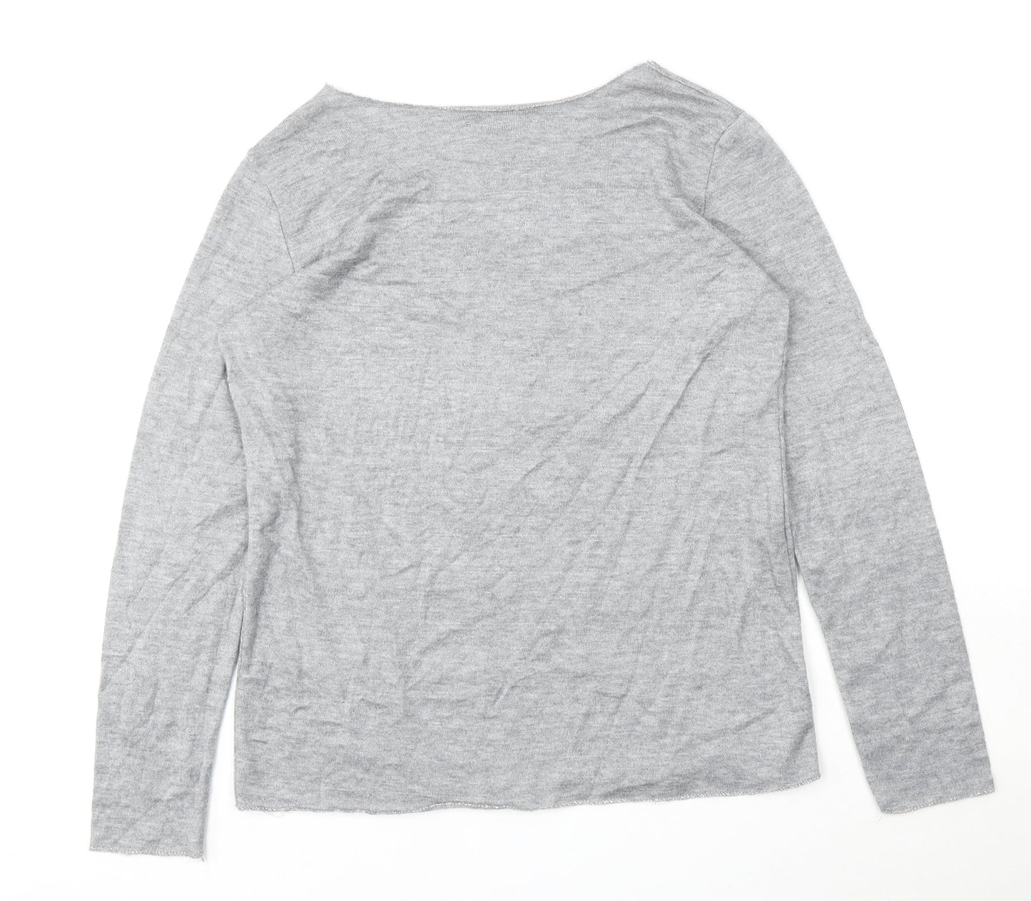 Sevenstyle Womens Grey V-Neck  Polyester Pullover Jumper Size M