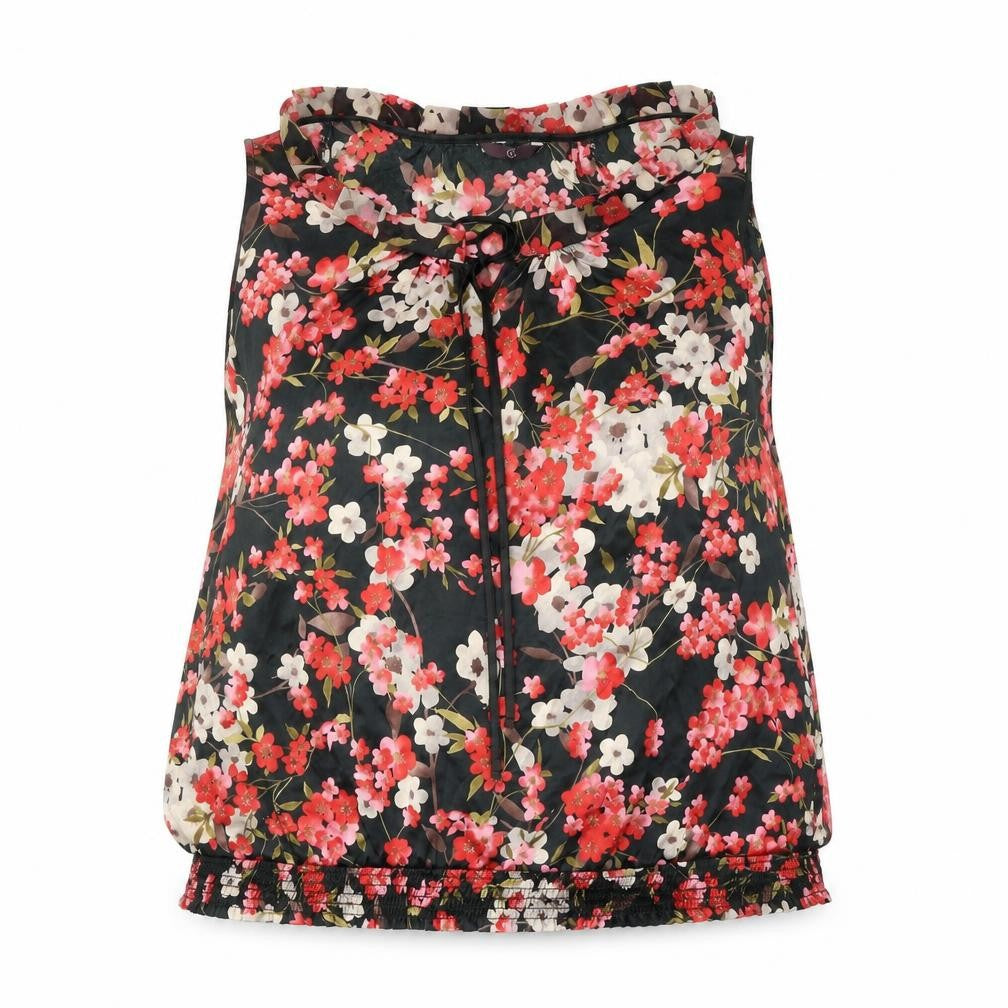 E Womens Multicoloured Floral Polyester Basic Blouse Size XL Round Neck