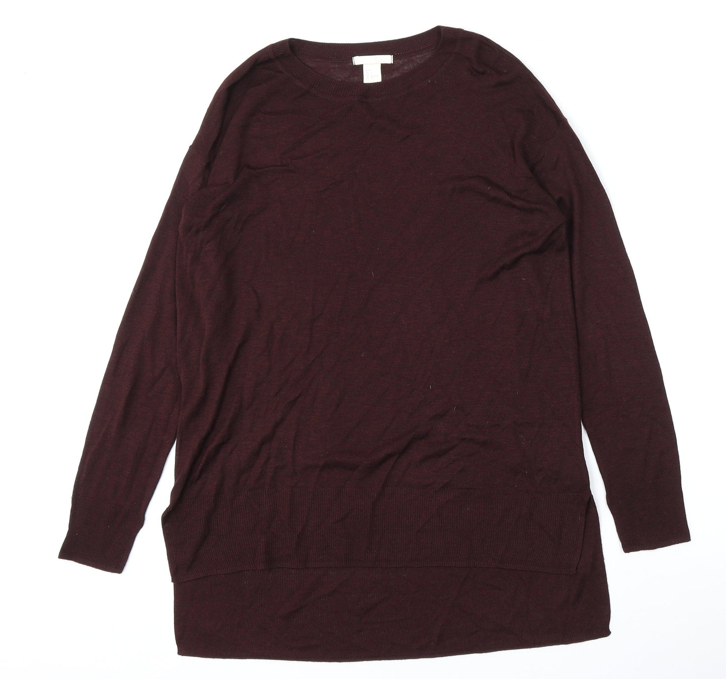 H&M Womens Red Round Neck  Acrylic Pullover Jumper Size S