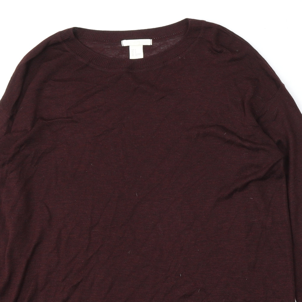 H&M Womens Red Round Neck  Acrylic Pullover Jumper Size S