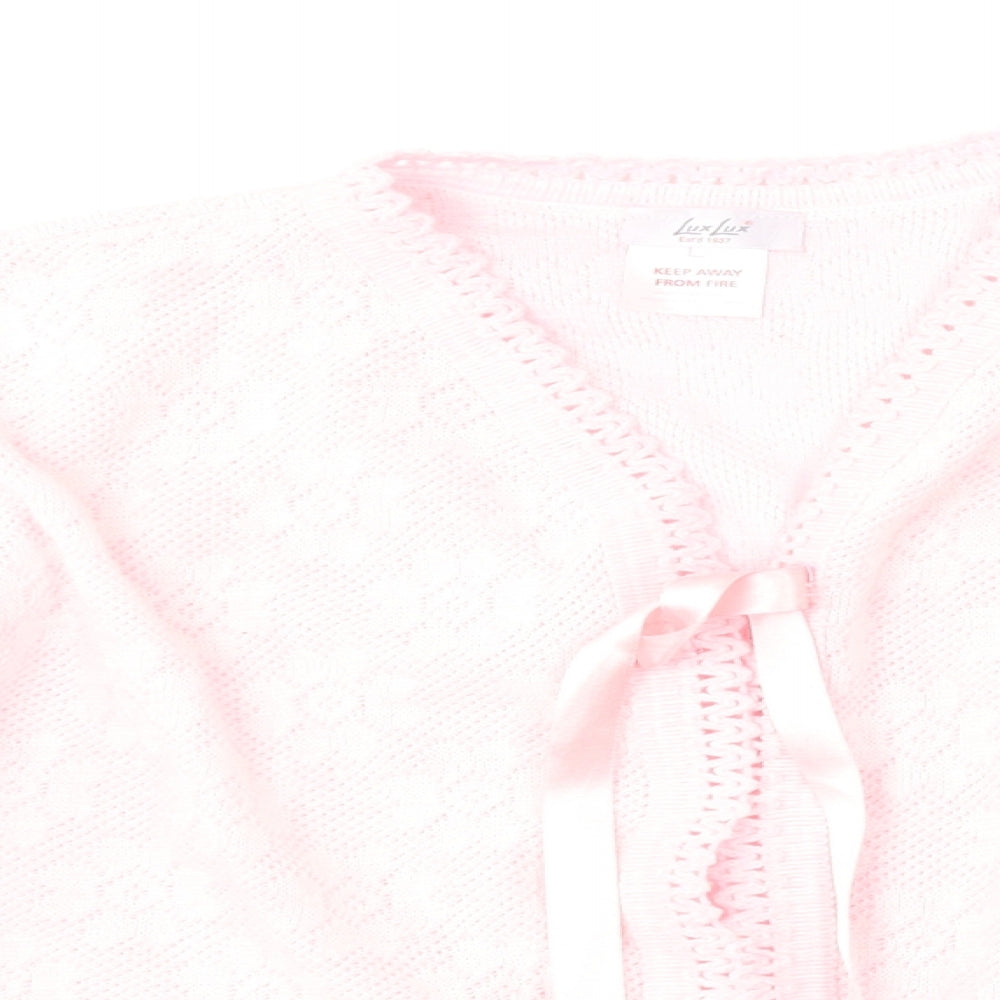 Lux Lux Womens Pink V-Neck  Acrylic Cardigan Jumper Size L