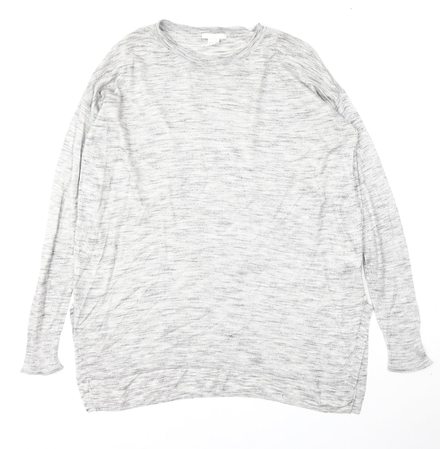 H&M Womens Grey Round Neck  Acrylic Pullover Jumper Size XS