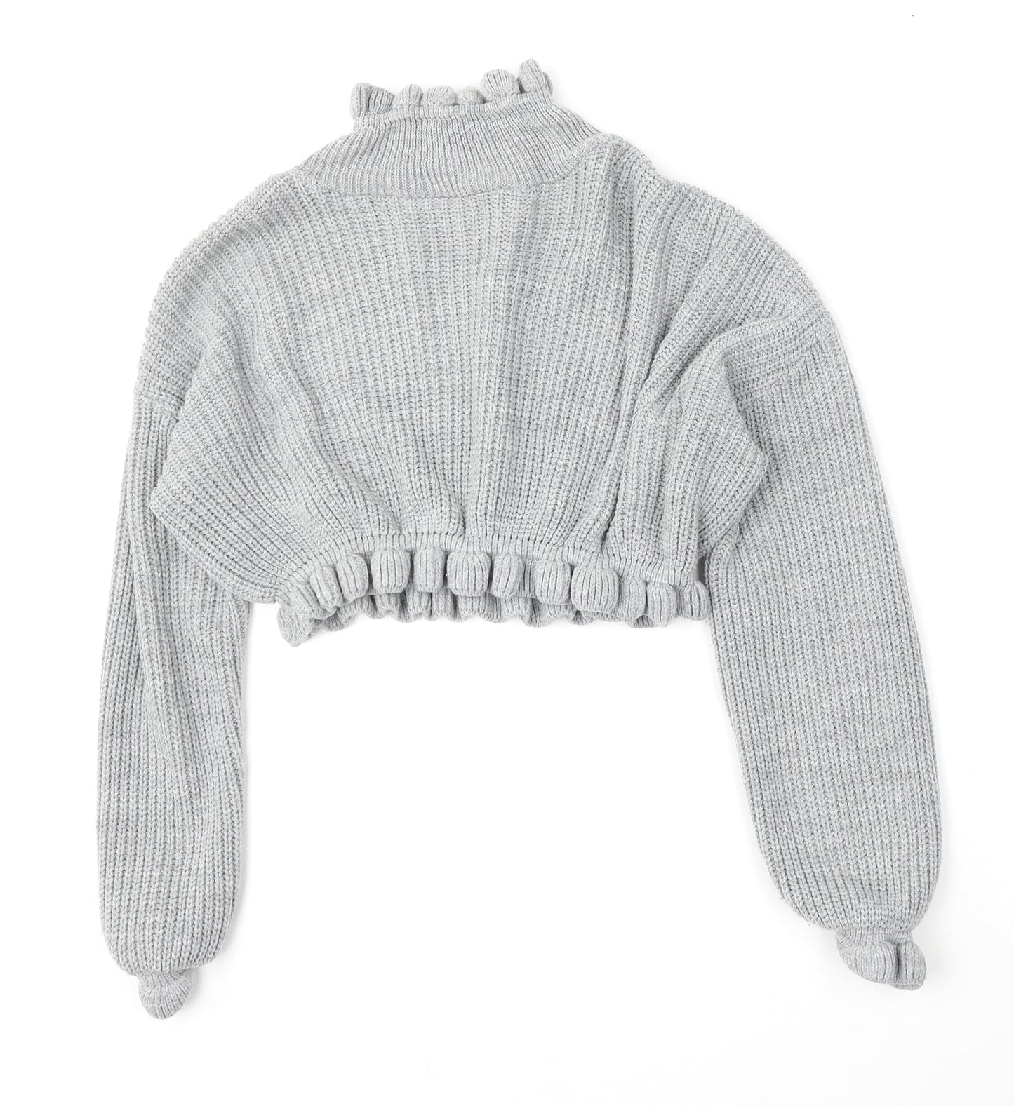 Preworn Womens Grey Mock Neck  Acrylic Pullover Jumper Size M