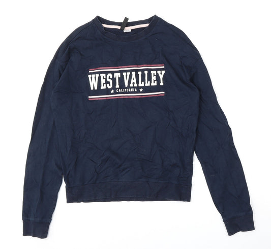 H&M Mens Blue  Cotton Pullover Sweatshirt Size XS