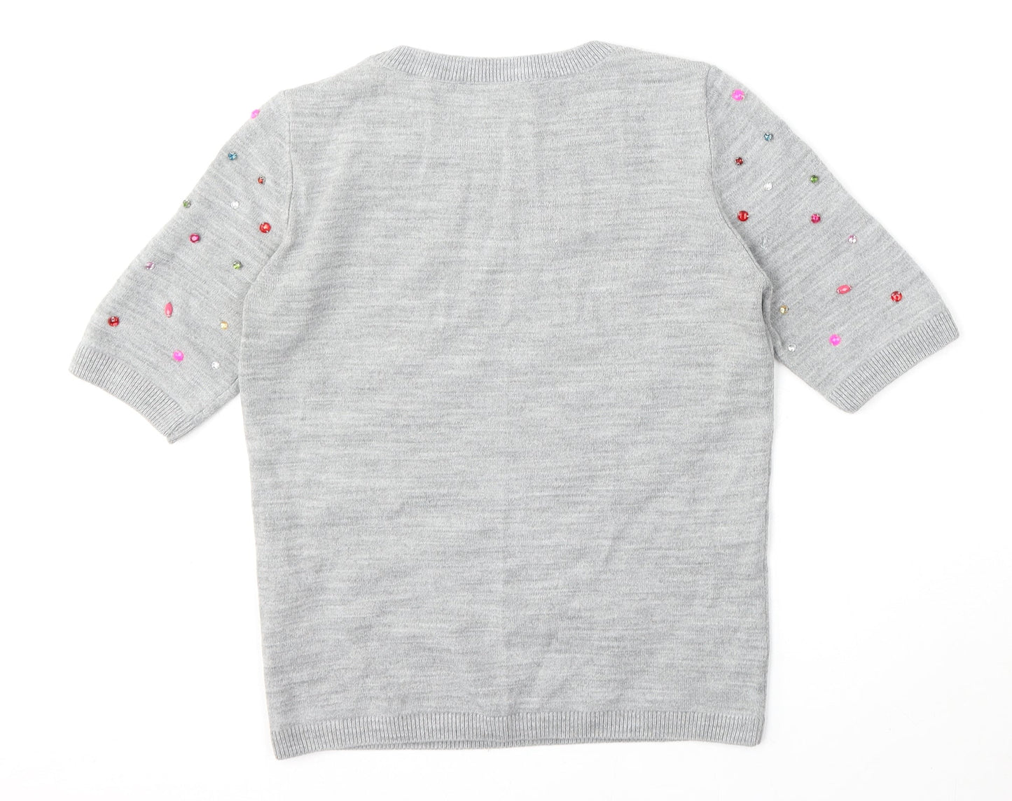 Marks and Spencer Womens Grey Round Neck  Acrylic Pullover Jumper Size 8