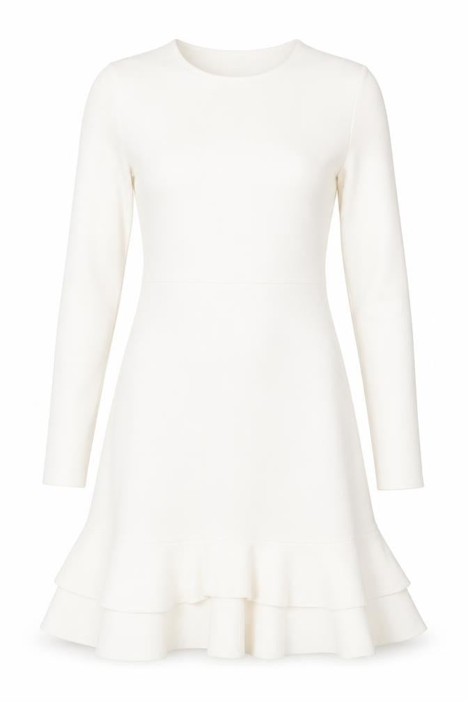 Boohoo Womens White  Polyester Fit & Flare  Size 8  Round Neck