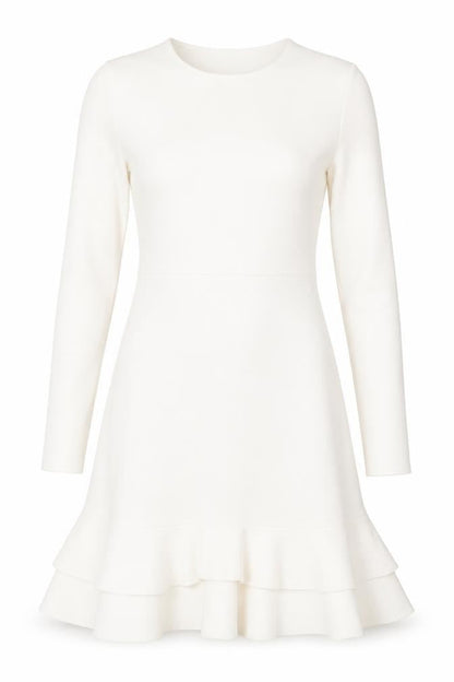Boohoo Womens White  Polyester Fit & Flare  Size 8  Round Neck