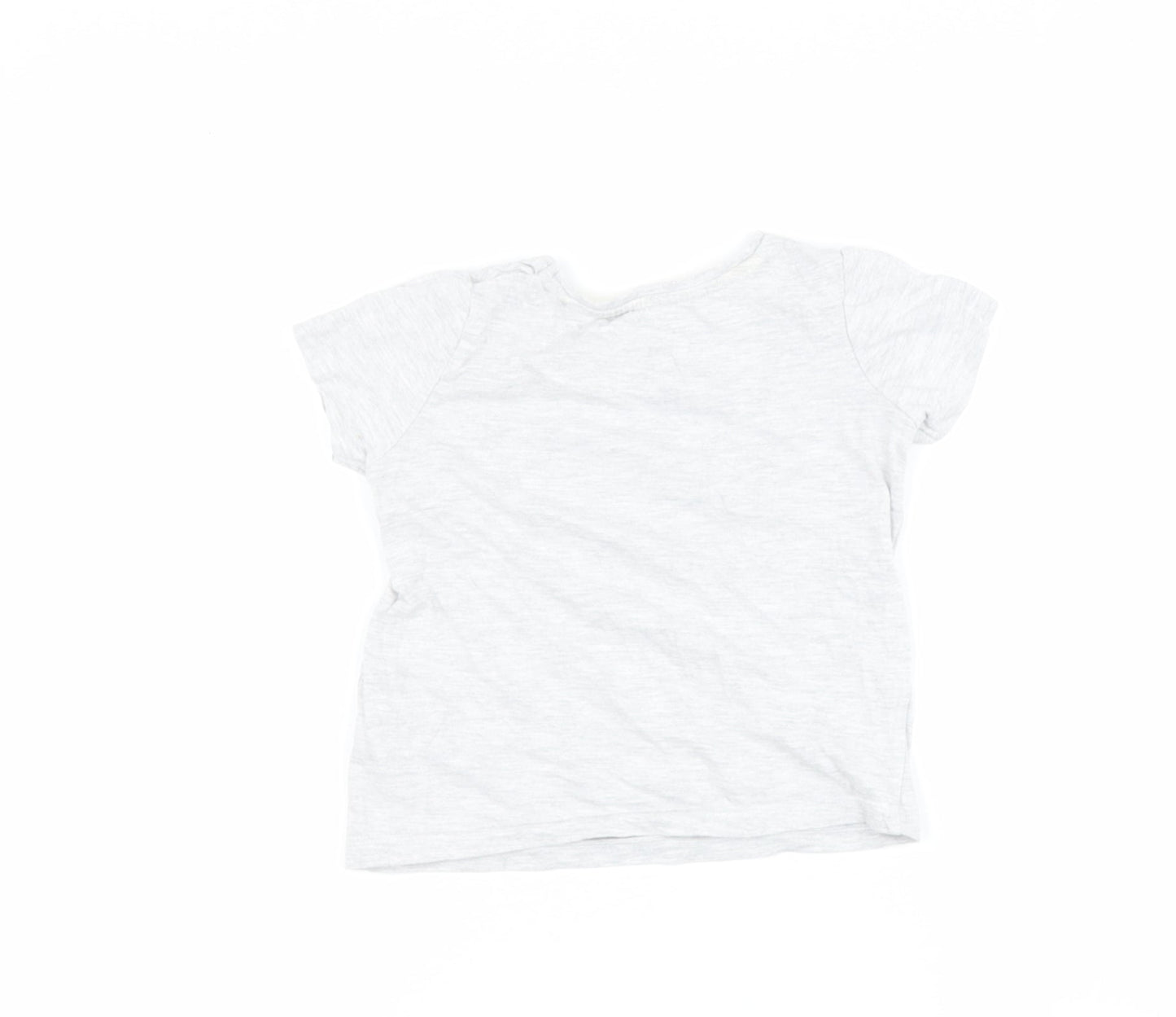Primark Girls Grey  Cotton Basic Casual Size 3-4 Years Round Neck