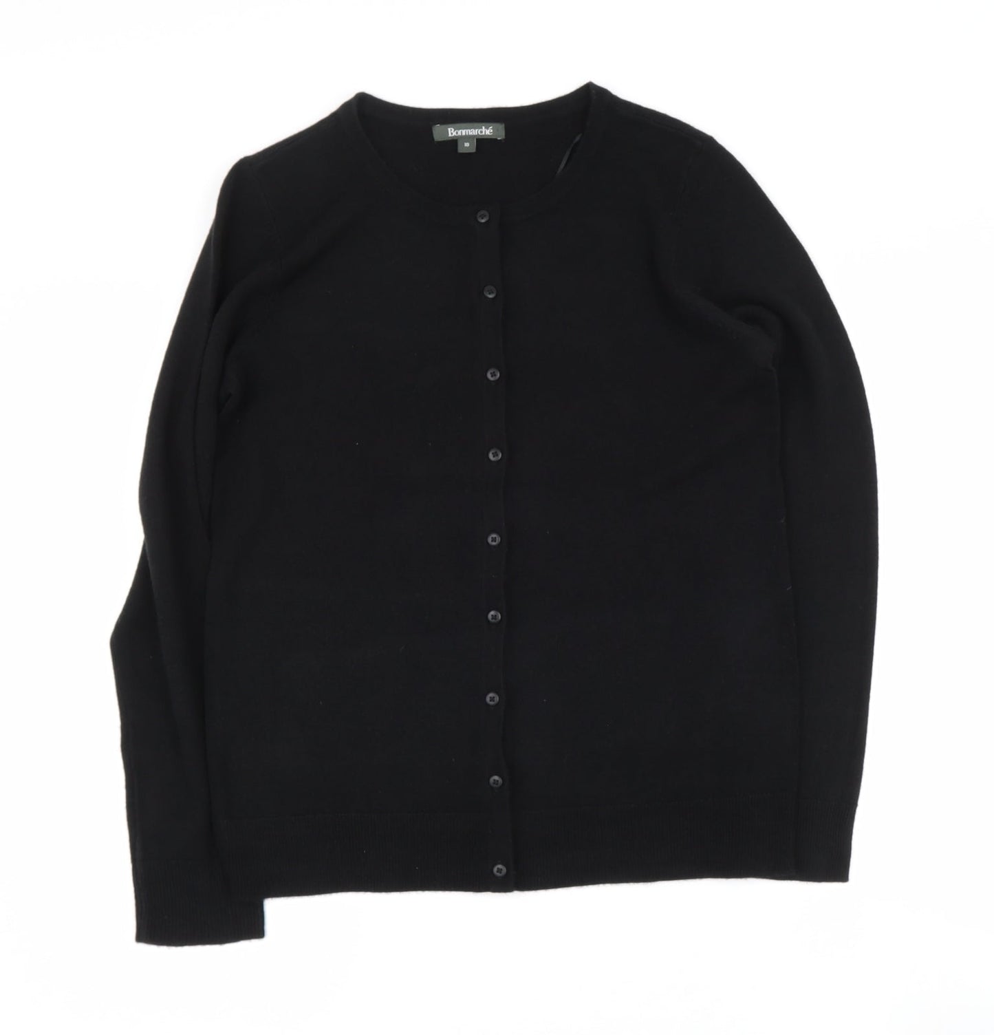 Bonmarché Womens Black Round Neck  Acrylic Cape Jumper Size 10