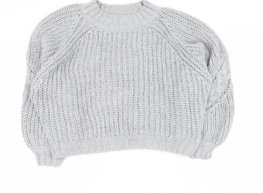 Missguided Womens Grey High Neck  Acrylic Pullover Jumper Size 10