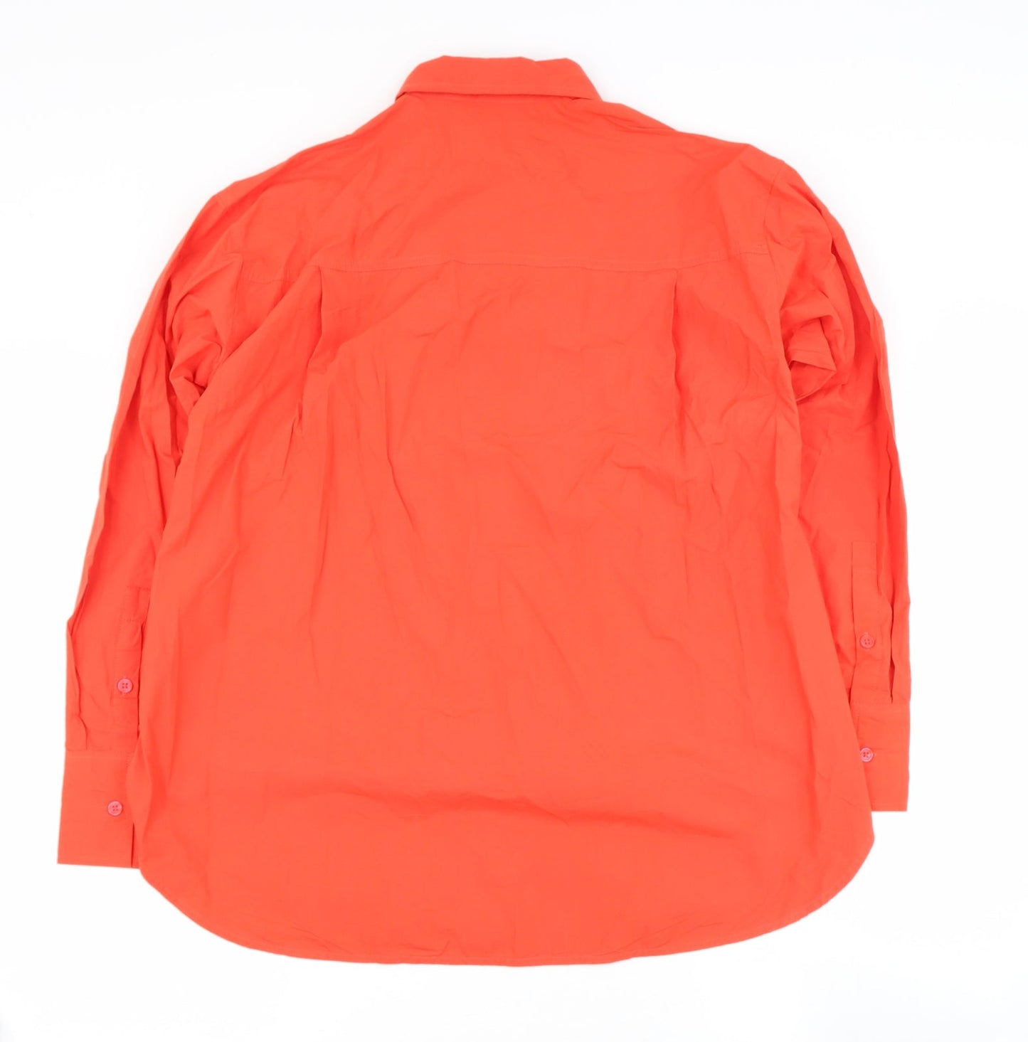 Dunnes Stores Womens Orange  Cotton Basic Button-Up Size S Collared