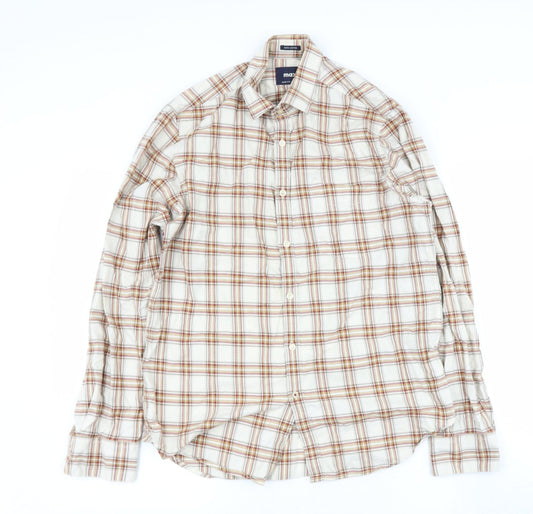 max Mens Brown Check Cotton  Button-Up Size M Collared