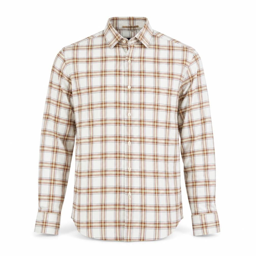 max Mens Brown Check Cotton  Button-Up Size M Collared