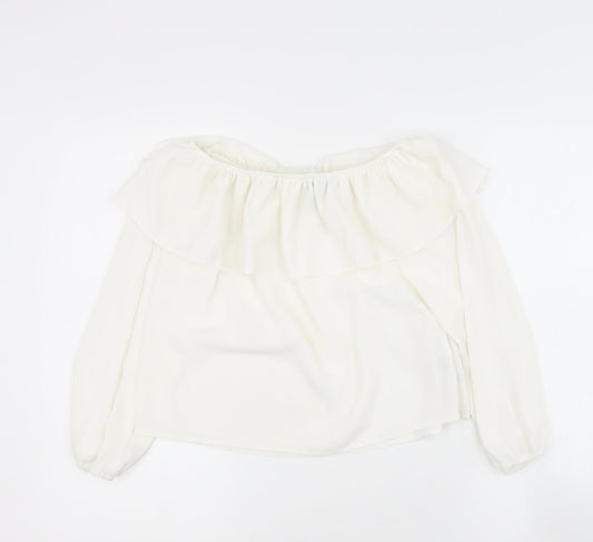 newlook Womens Beige  Polyester Basic Blouse Size 10 Off the Shoulder