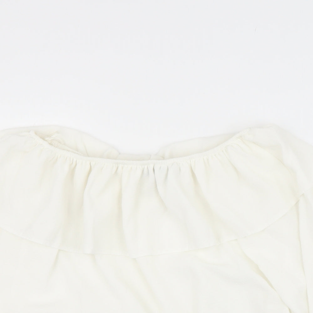 newlook Womens Beige  Polyester Basic Blouse Size 10 Off the Shoulder