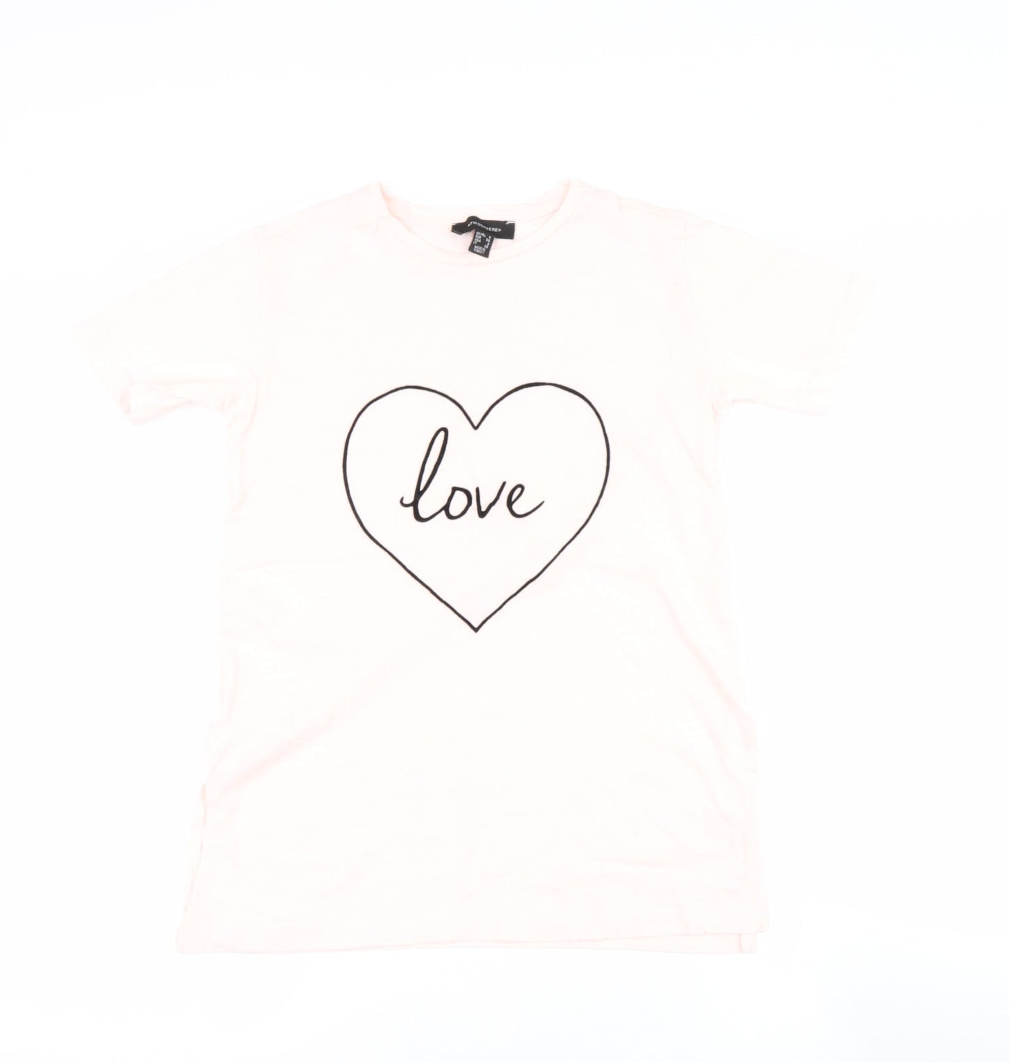 Primark Womens Pink  Cotton Basic T-Shirt Size 6 Round Neck - Love