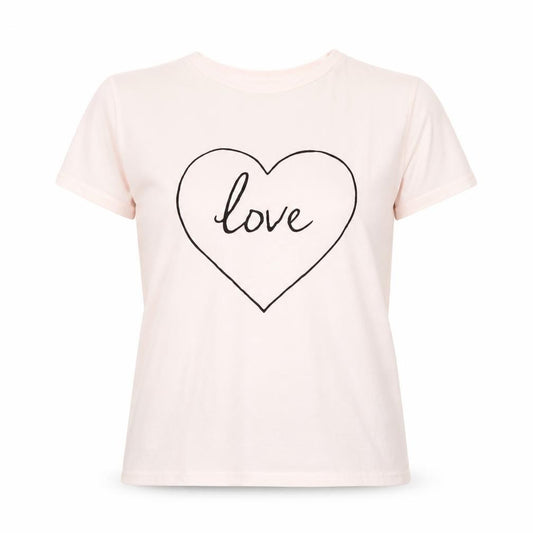 Primark Womens Pink  Cotton Basic T-Shirt Size 6 Round Neck - Love