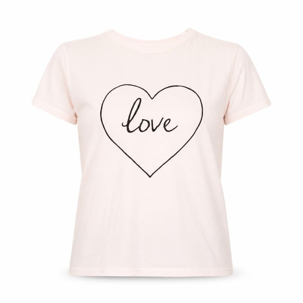Primark Womens Pink  Cotton Basic T-Shirt Size 6 Round Neck - Love