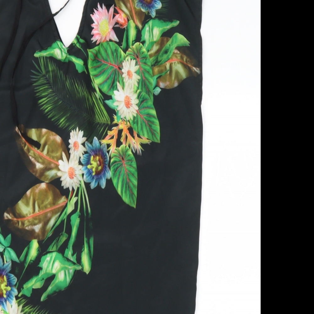 Warehouse Womens Multicoloured Floral Polyester Basic Blouse Size 8 V-Neck