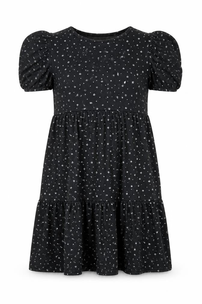 COLLECTIVE Womens Black Floral Polyester Mini  Size 10  Crew Neck