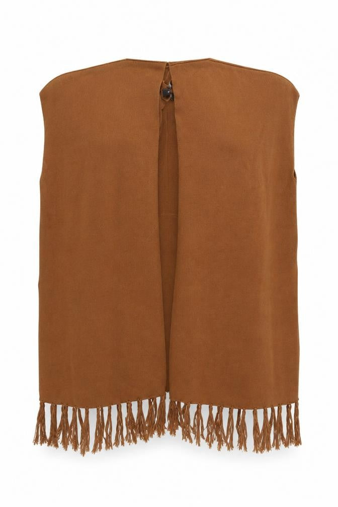 Atmosphere Womens Brown V-Neck  Acrylic Cape Jumper Size S