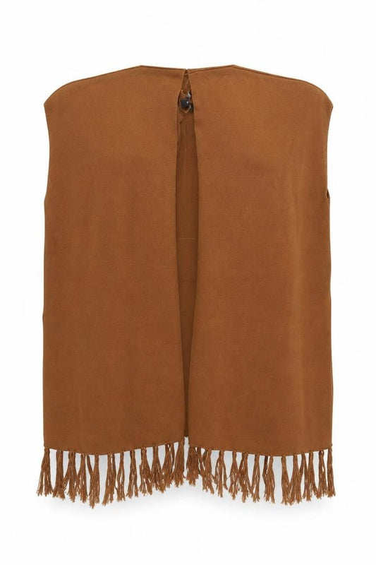 Atmosphere Womens Brown V-Neck  Acrylic Cape Jumper Size S