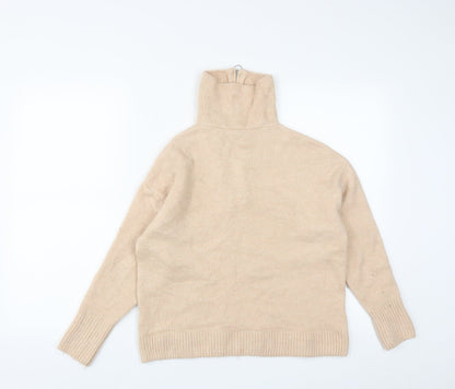 George Womens Beige High Neck  Acrylic Pullover Jumper Size S