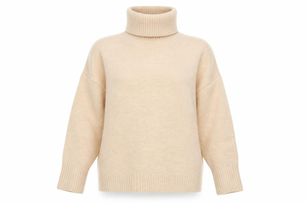 George Womens Beige High Neck  Acrylic Pullover Jumper Size S