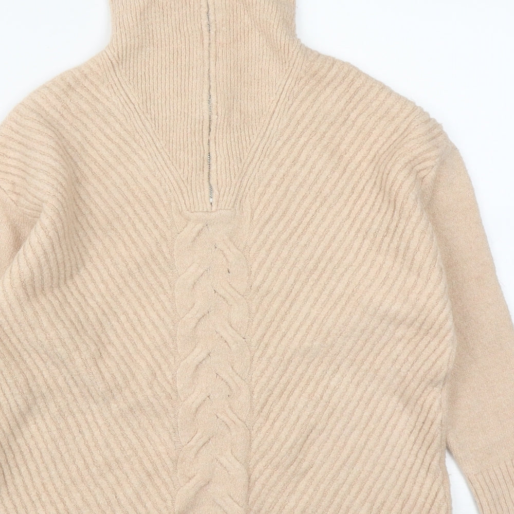 George Womens Beige High Neck  Acrylic Pullover Jumper Size S