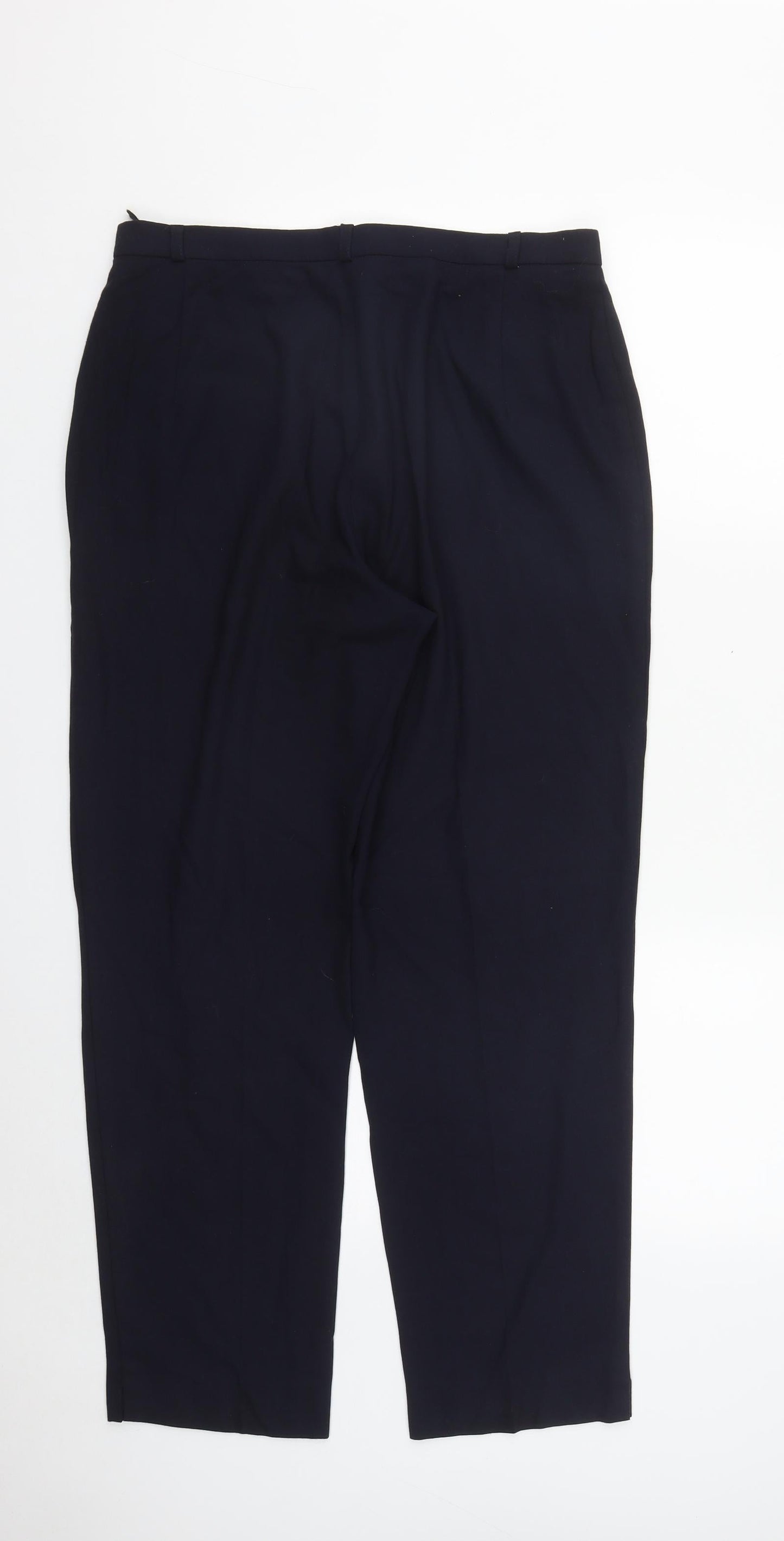 Marks and Spencer Womens Blue  Polyester Trousers  Size 14 L27 in Regular Zip