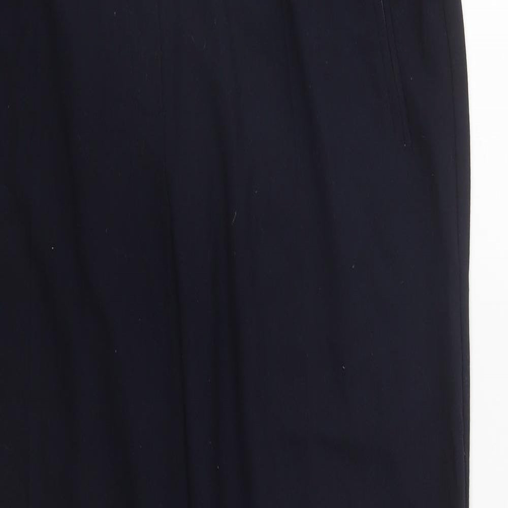 Marks and Spencer Womens Blue  Polyester Trousers  Size 14 L27 in Regular Zip